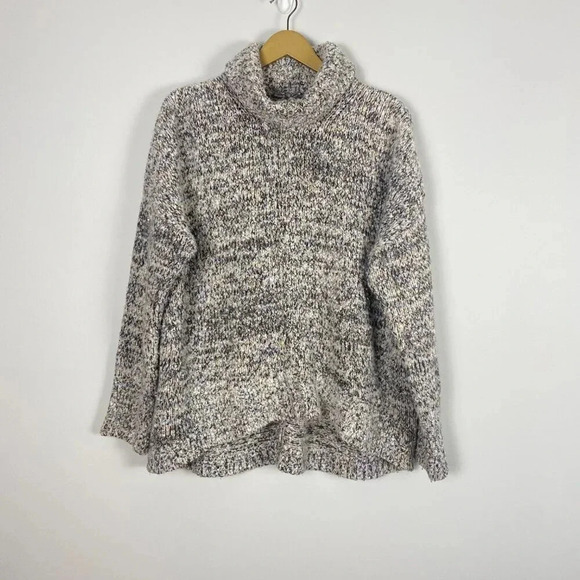 Lou & Grey Sequined Marled Chunky Wool Blend Turtleneck Sweater - Picture 2 of 14